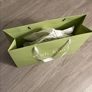 With Jean Lime Green Shopping Bag with NYC tissue paper